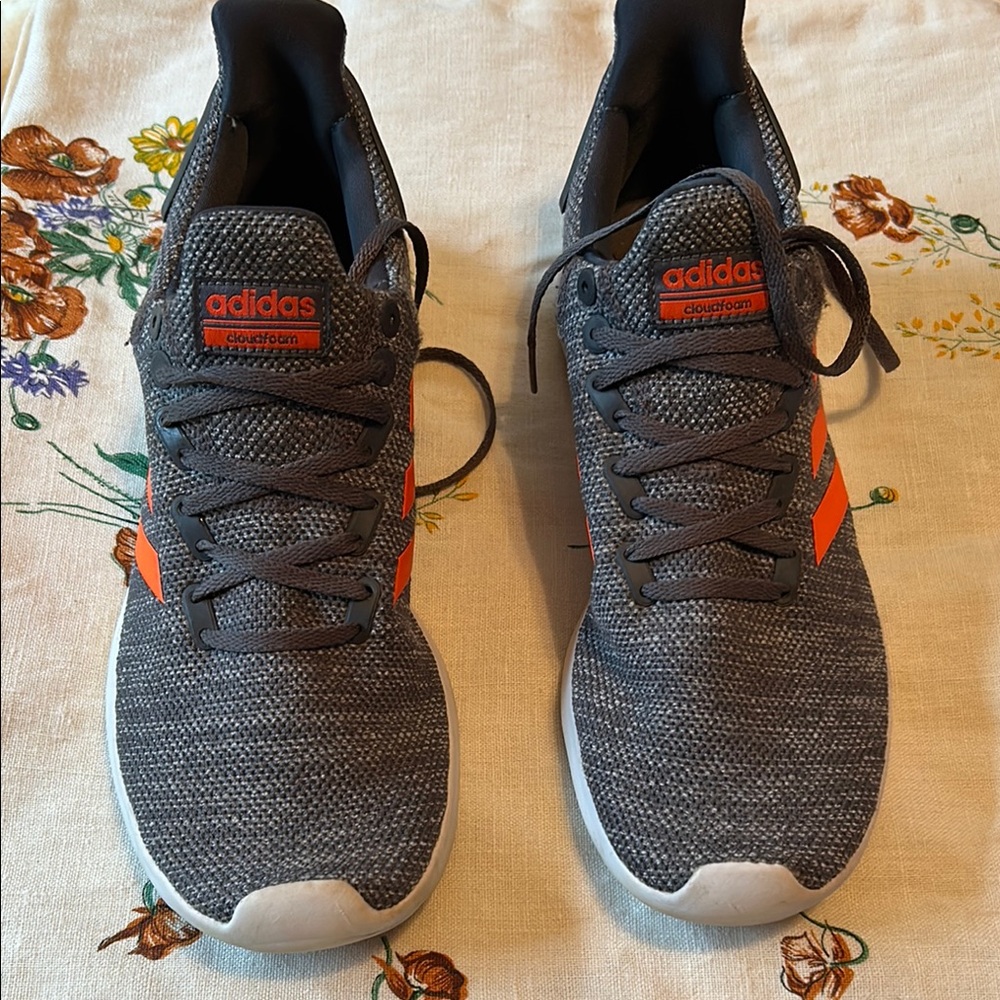 Summer Adidas Cloudfoam Gray and Orange Running Shoes